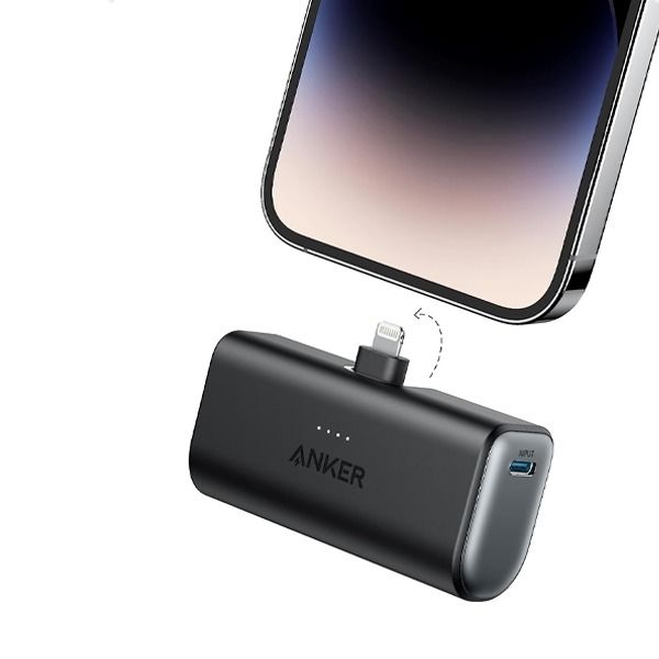 باور بانك Anker Nano بسعة 5000 مللي أمبير مع موصل لايتنينغ قابل للطوي معتمد من MFi | أسود باور بانك Anker Nano بسعة 5000 مللي أمبير مع موصل لايتنينغ قابل للطوي معتمد من MFi | أسود